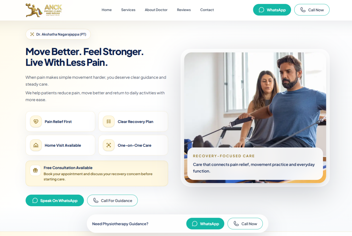 ANCK Physio clinic website
