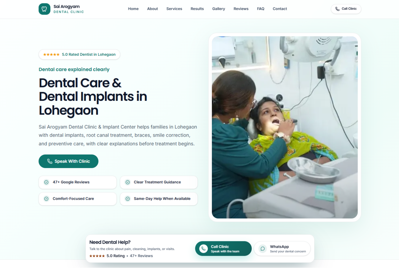 Sai Arogyam Dental clinic website
