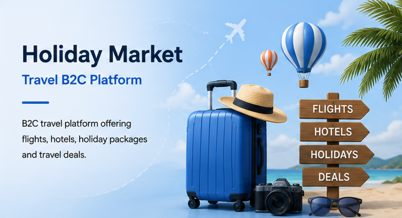 Holiday Market travel website homepage